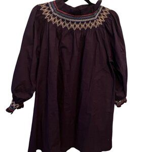 Purple Swing Dress With Embroidery
